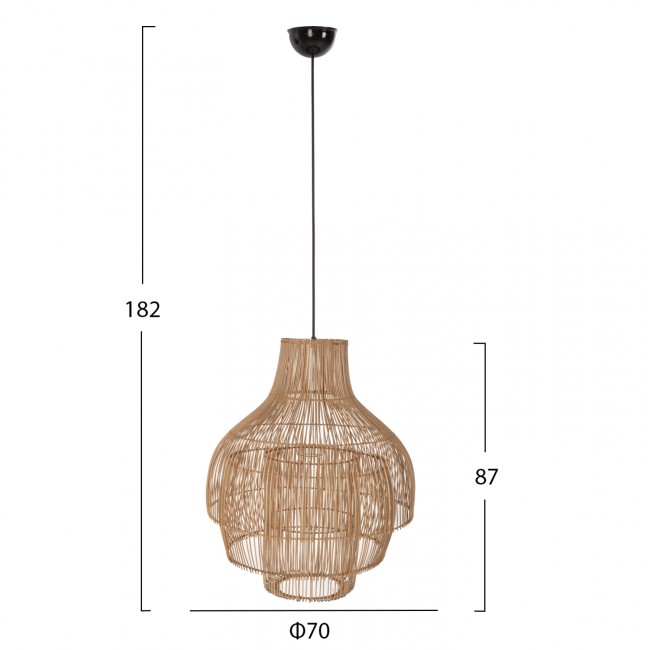 Φωτιστικό οροφής από rattan σε χρώμα φυσικό Φ70Χ182