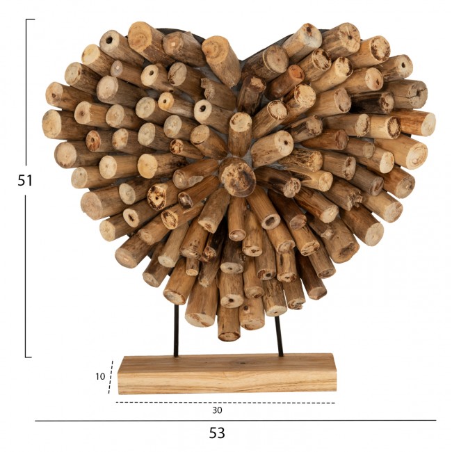 Επιτραπέζιο διακοσμητικό από ξύλο σε φυσικό χρώμα 53x5x51