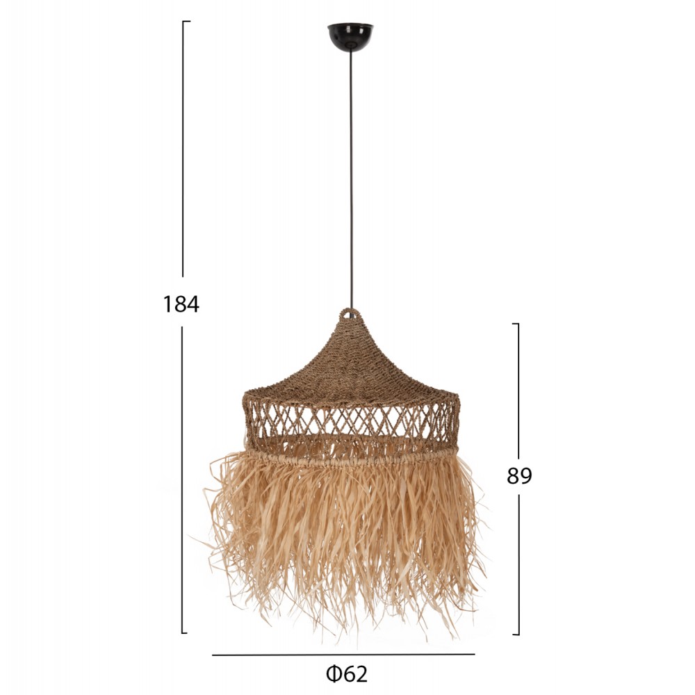 Φωτιστικό οροφής από ίνες φοίνικα σε χρώμα φυσικό Φ62Χ42