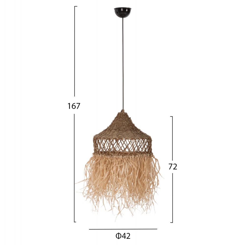 Φωτιστικό οροφής από ίνες φοίνικα σε χρώμα φυσικό Φ42x34