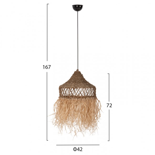 Φωτιστικό οροφής από ίνες φοίνικα σε χρώμα φυσικό Φ42x34