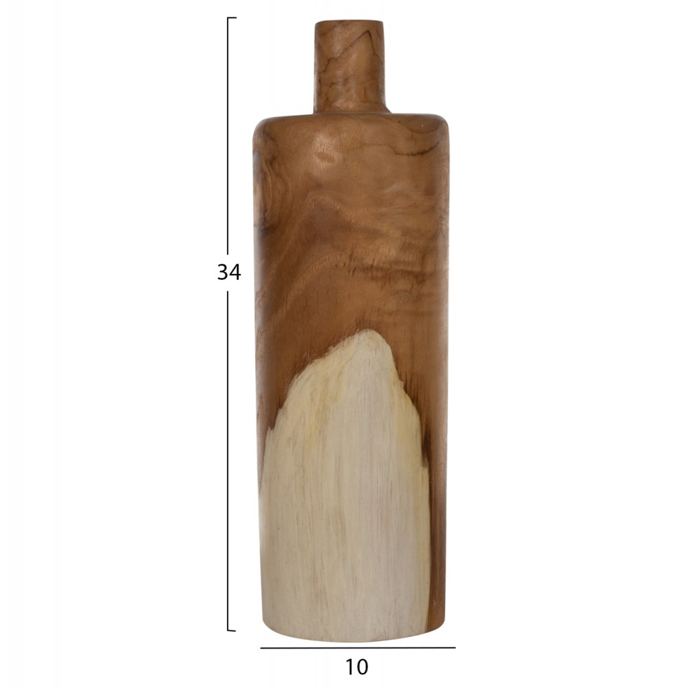 Διακοσμητικά βάζα από μασίφ σε χρώμα φυσικό 10x10x34