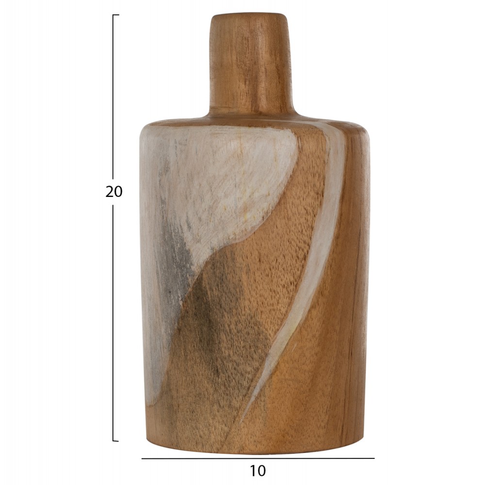 Διακοσμητικά βάζα από μασίφ σε χρώμα φυσικό 10x10x34
