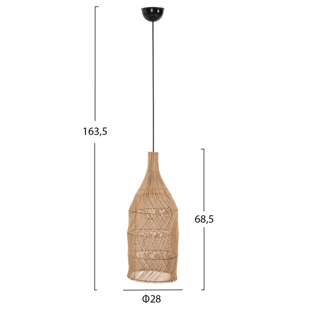 Φωτιστικό οροφής από rattan σε χρώμα φυσικό Φ28x163,5