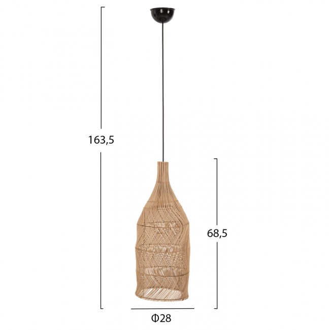 Φωτιστικό οροφής από rattan σε χρώμα φυσικό Φ28x163,5