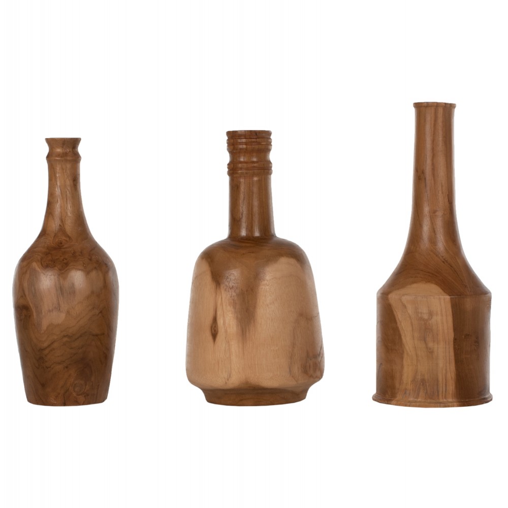 Διακοσμητικά βάζα από μασίφ σε χρώμα φυσικό Φ14Χ30