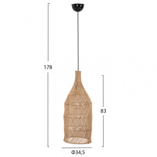 Φωτιστικό οροφής από rattan σε χρώμα φυσικό  Φ34,5x178
