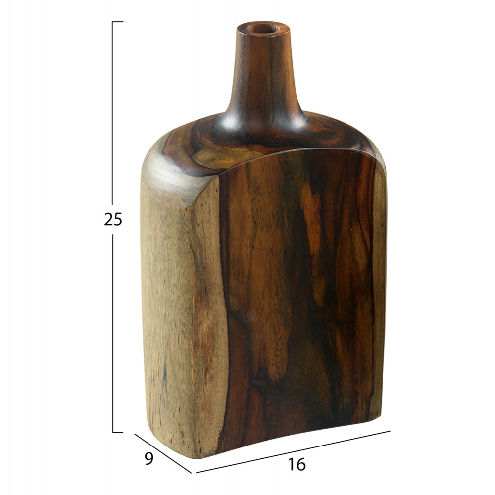 Διακοσμητικά μπουκάλια από μασίφ σε χρώμα καρυδί 9x16x31