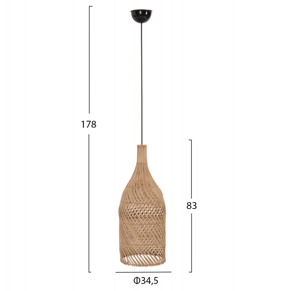 Φωτιστικό οροφής από rattan σε χρώμα φυσικό Φ34,5x178