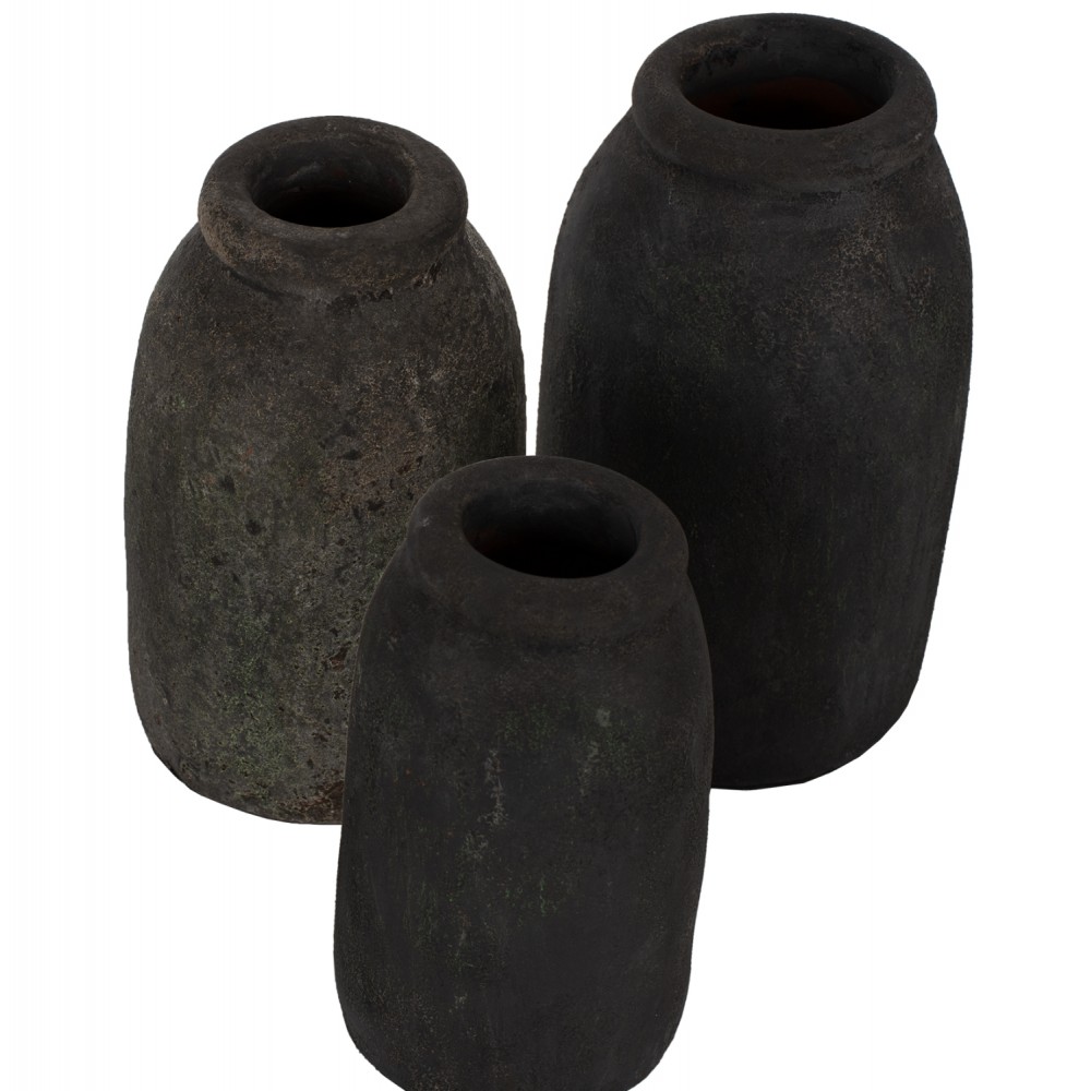 Διακοσμητικά βάζα από κεραμικό σε χρώμα ανθρακί Φ12Χ21