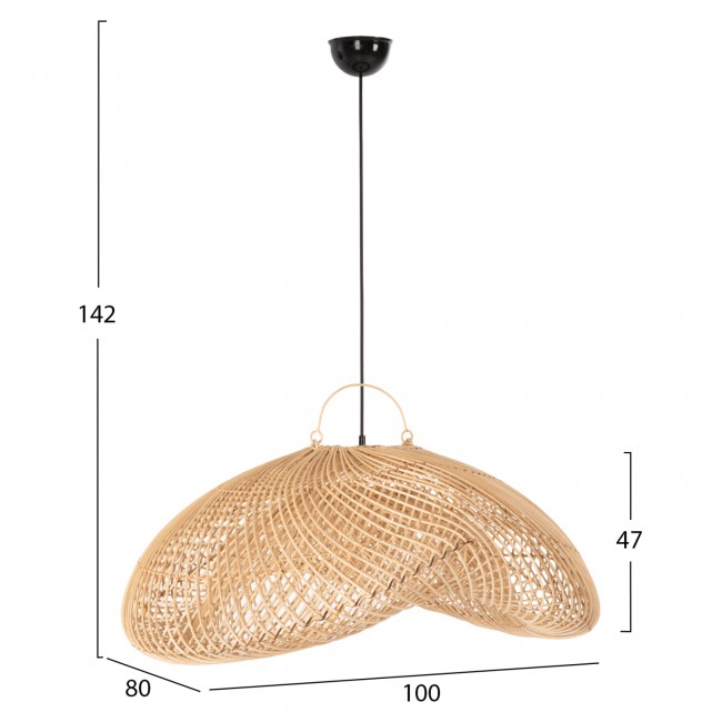 Φωτιστικό οροφής από rattan σε χρώμα φυσικό 100x80x142