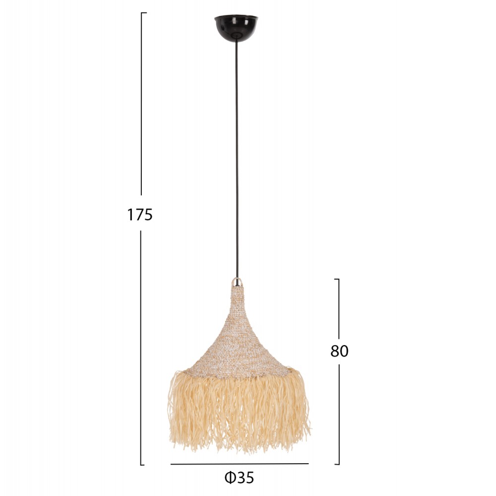 Φωτιστικό οροφής από ίνες φοίνικα σε χρώμα φυσικό Φ53x45