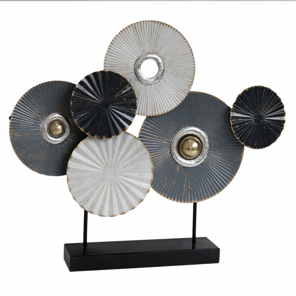 Επιτραπέζιο διακοσμητικό από μέταλλο σε χρώμα λευκό/μαύρο 65x9x54,5