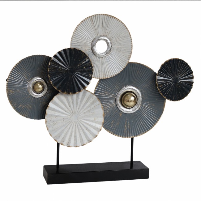 Επιτραπέζιο διακοσμητικό από μέταλλο σε χρώμα λευκό/μαύρο 65x9x54,5