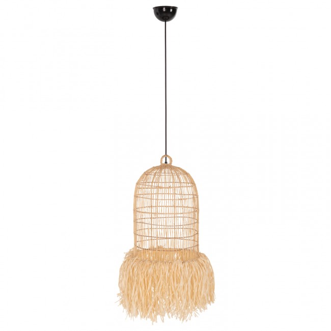 Φωτιστικό οροφής από ίνες φοίνικα σε χρώμα φυσικό Φ40x184