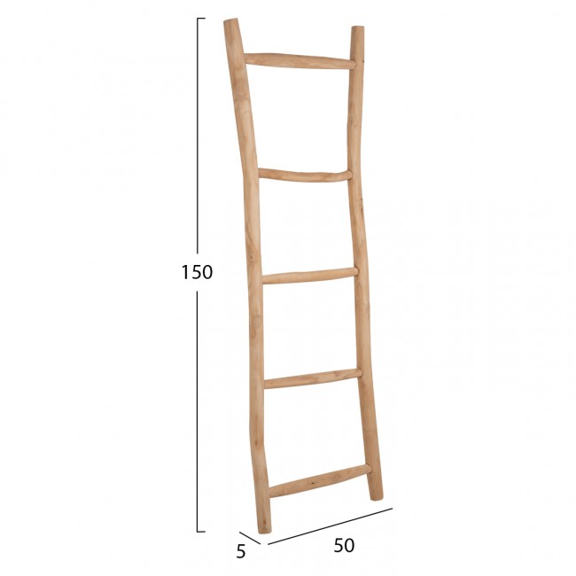 Διακοσμητική σκάλα από μασίφ σε φυσικό χρώμα 50x5x150