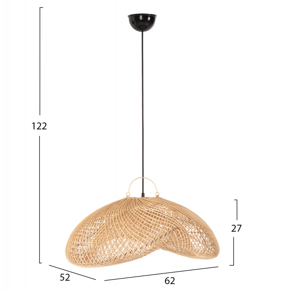 Φωτιστικό οροφής από rattan σε χρώμα φυσικό 62x52x122