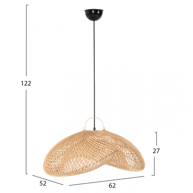 Φωτιστικό οροφής από rattan σε χρώμα φυσικό 62x52x122