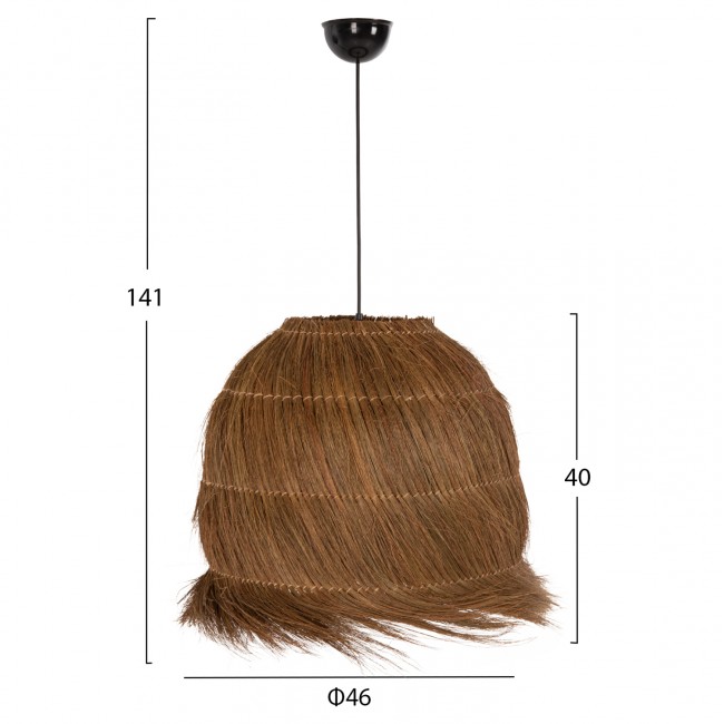 Φωτιστικό οροφής από rayung grass σε χρώμα καφέ Φ46x141