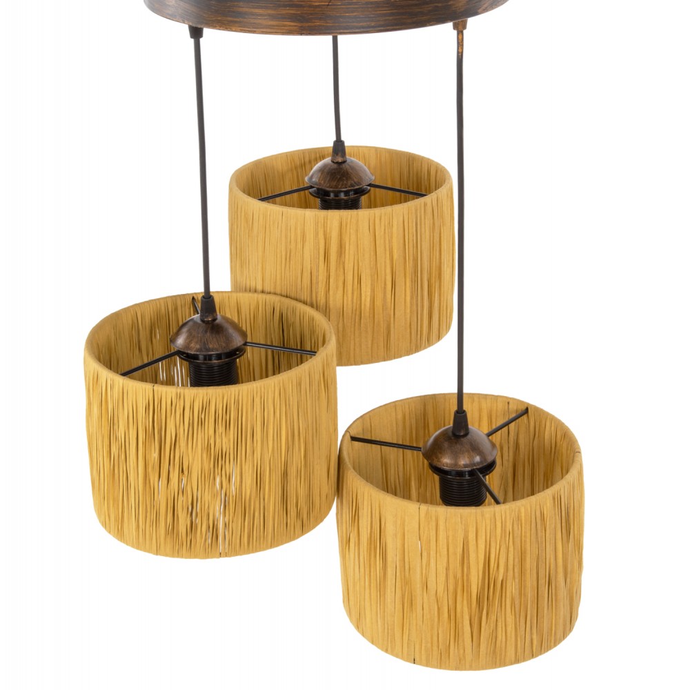 Φωτιστικό οροφής τρίφωτο από μέταλλο σε χρώμα μπεζ/μπρονζε Φ30x70