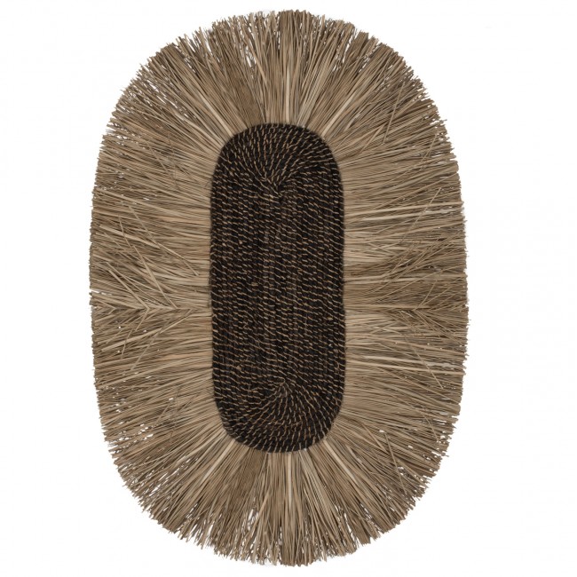 Διακοσμητικό τοίχου οβάλ από σχοινί σε φυσικό χρώμα 60x5x90