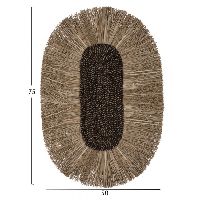 Διακοσμητικό τοίχου οβάλ από σχοινί σε φυσικό χρώμα 50x5x75