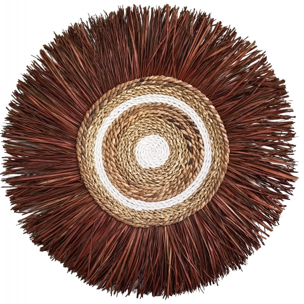 Διακοσμητικό τοίχου από καλαμία σε εκρόυ/καφέ χρώμα 55x3x55