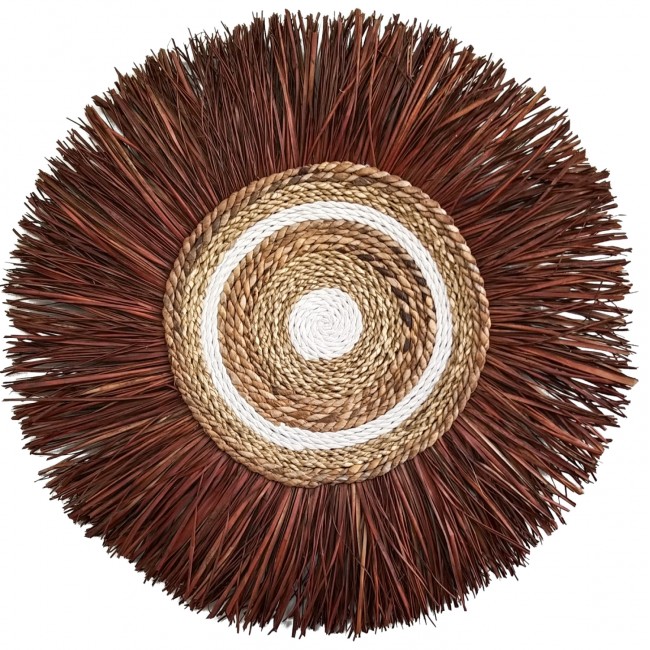 Διακοσμητικό τοίχου από καλαμία σε εκρόυ/καφέ χρώμα 55x3x55