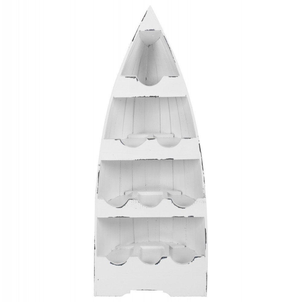 Κάβα μπουκαλιίων δέκα θέσεων από ξύλο σε λεύκο χρώμα 36x26x92,5