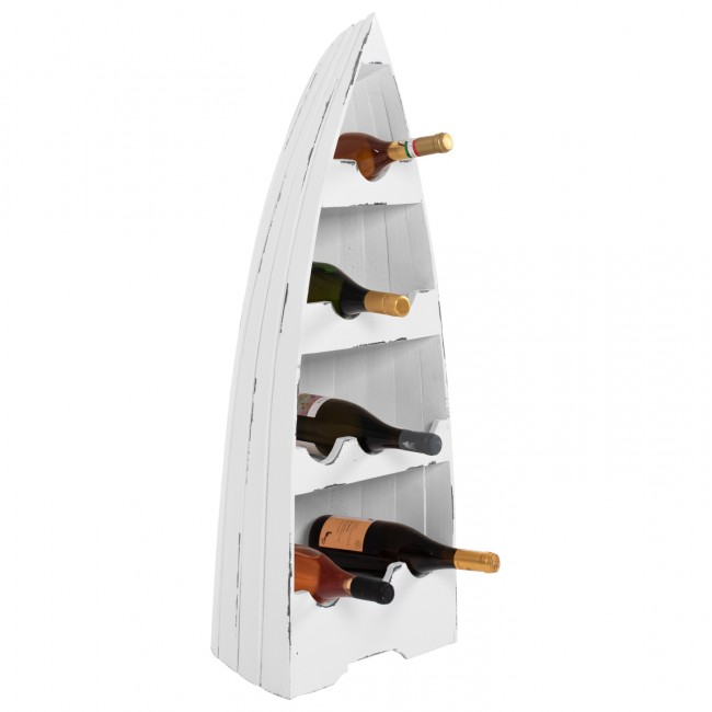 Κάβα μπουκαλιίων δέκα θέσεων από ξύλο σε λεύκο χρώμα 36x26x92,5