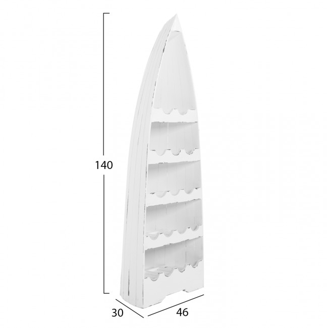 Κάβα μπουκαλιίων 17 θέσεων από ξύλο σε λεύκο χρώμα 46x30x140