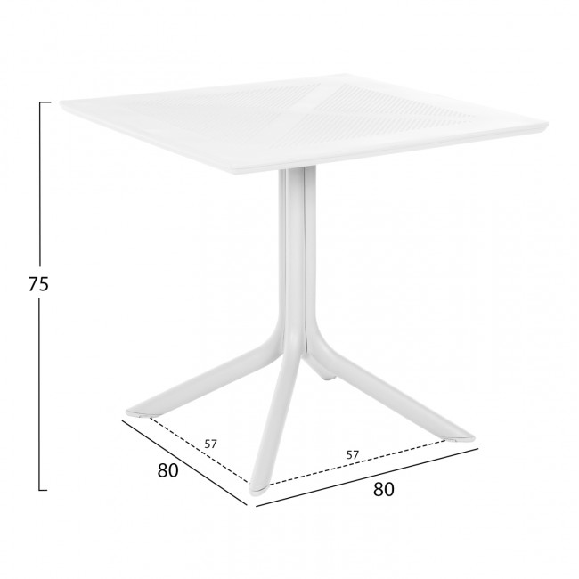 Τραπέζι τετράγωνο από PP ''HM5930.11'' σε χρώμα λευκό 80x80x75