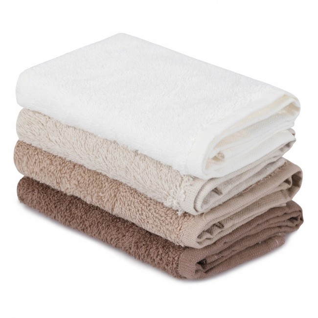 Σετ πετσέτες σε θήκη "Beverly Hills Polo Club" από βαμβάκι σε χρώμα λεύκο/καφέ/εκρού/μπέζ 30x30