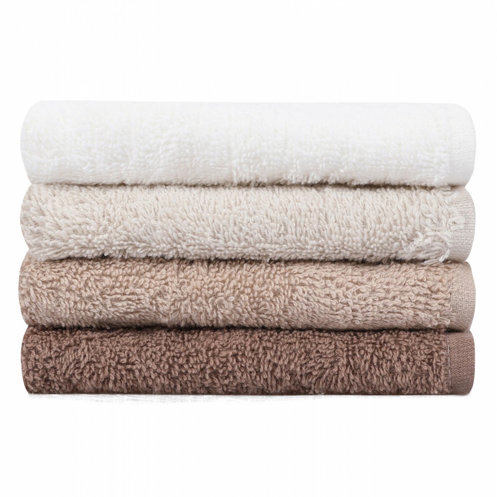 Σετ πετσέτες σε θήκη "Beverly Hills Polo Club" από βαμβάκι σε χρώμα λεύκο/καφέ/εκρού/μπέζ 30x30