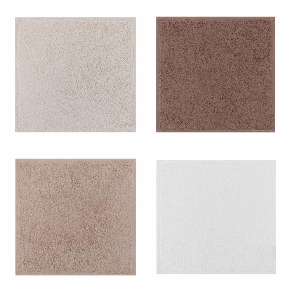 Σετ πετσέτες σε θήκη "Beverly Hills Polo Club" από βαμβάκι σε χρώμα λεύκο/καφέ/εκρού/μπέζ 30x30