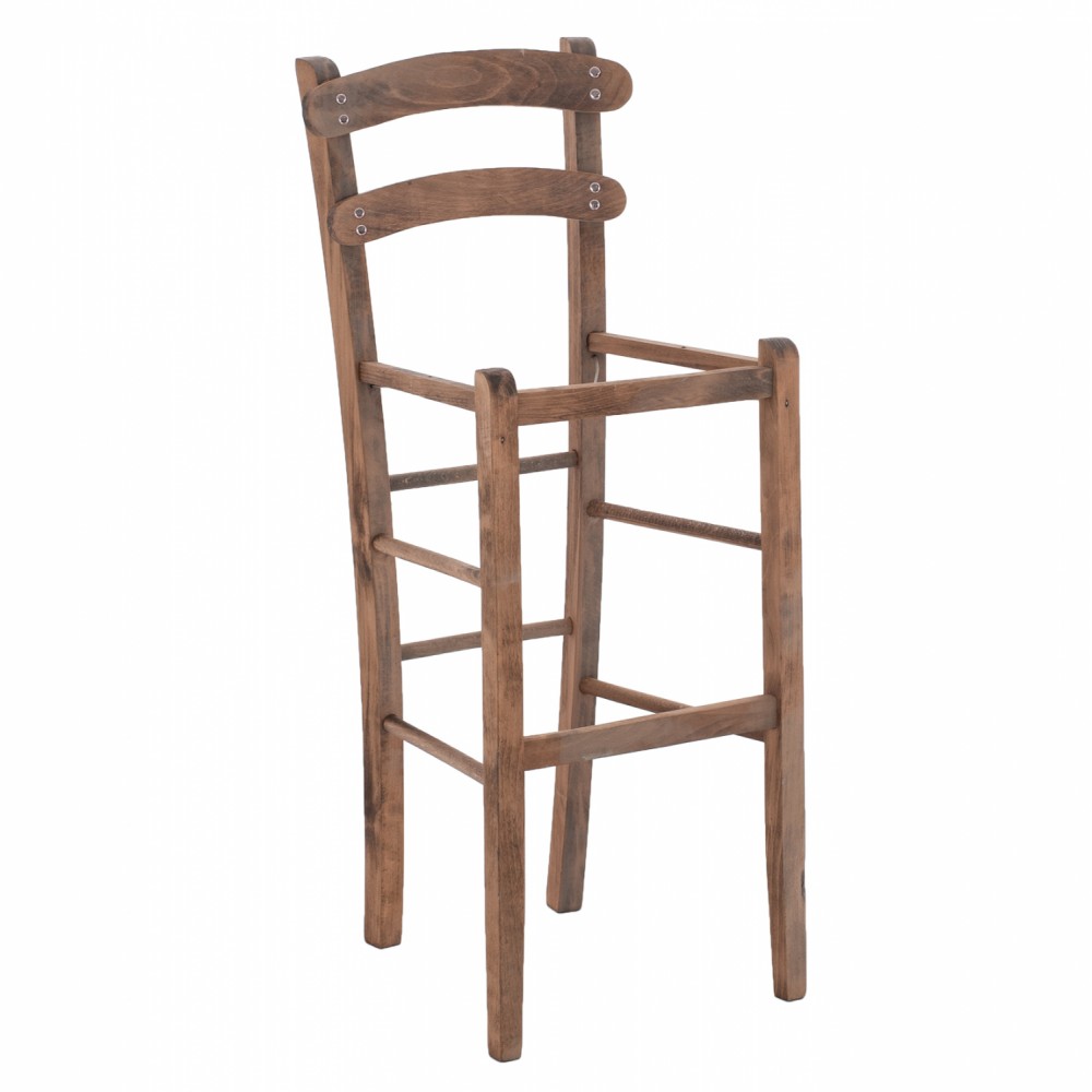 Σκαμπό καφενείου από ξύλο σε χρώμα καρυδί 40x42x105