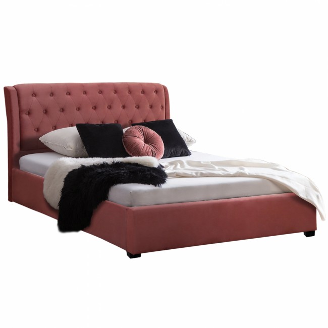 Κρεβάτι ''ODALYS'' βελούδο για στρώμα 150X200 σε χρώμα σάπιο μήλο 164x223x100