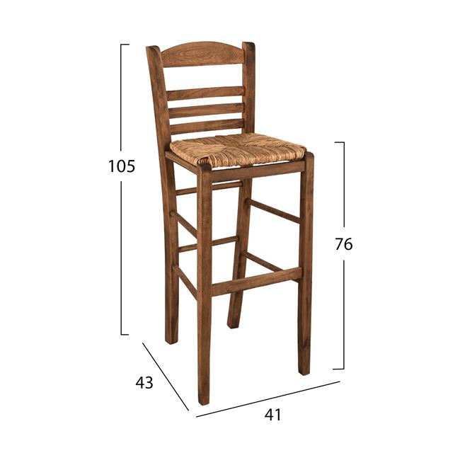Σκαμπό από ξύλο σε χρώμα καρυδί 41x43x105