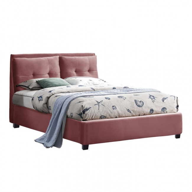 Κρεβάτι υπέρδιπλο ''BILLIE'' βελούδο σε χρώμα σάπιο μήλο για στρώμα 160Χ200