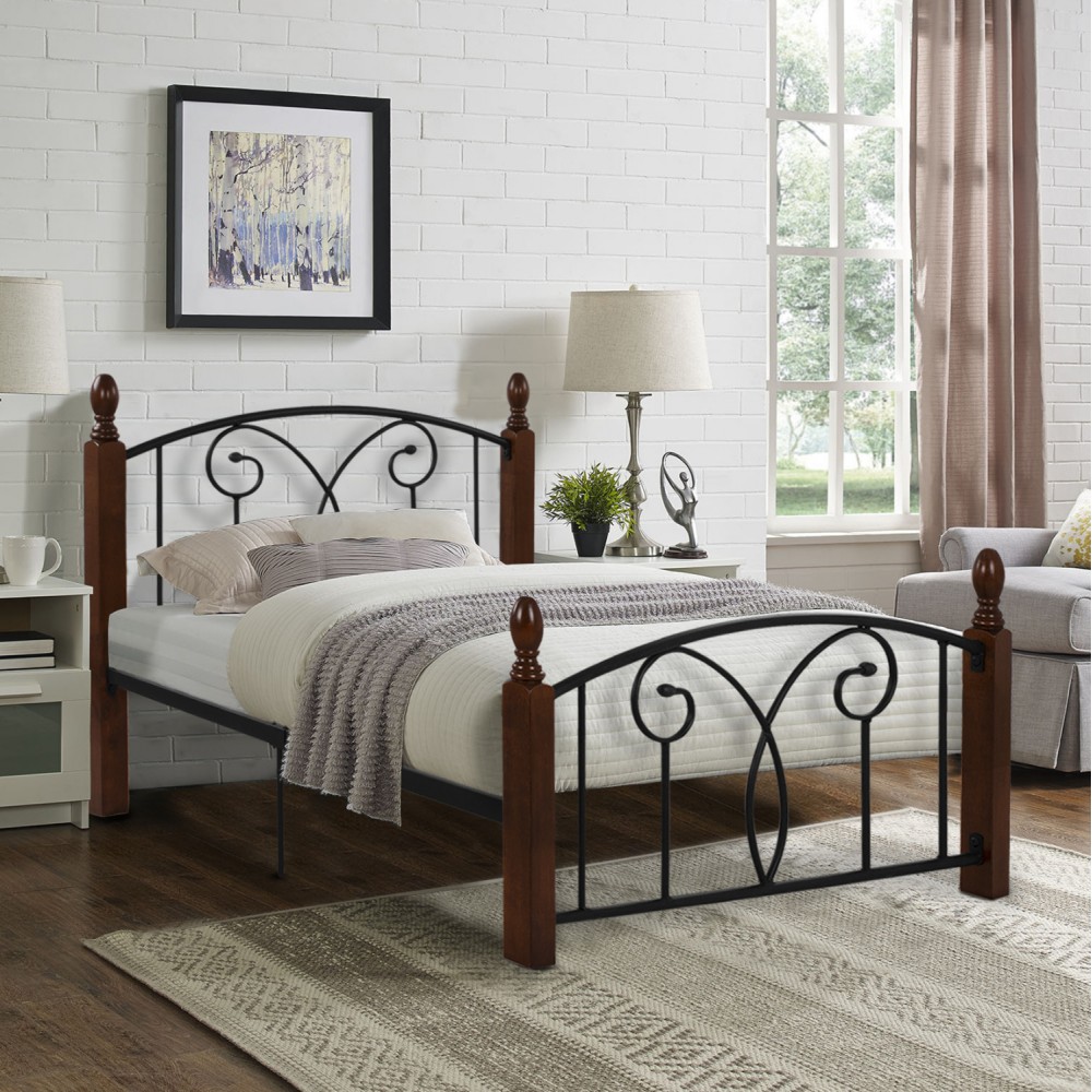 Κρεβάτι ημίδιπλο ''SUZIE'' από μέταλλο/ξύλο για στρώμα 110Χ190