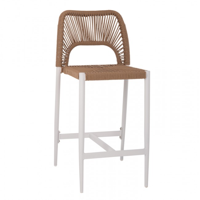 Σκαμπό από rattan σε χρώμα λευκό/μπεζ 46x58x95