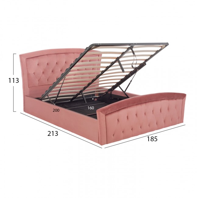 Κρεβάτι ύπερδιπλο ''ODELIA'' βελούδο σε χρώμα σάπιο μήλο 185x212x113