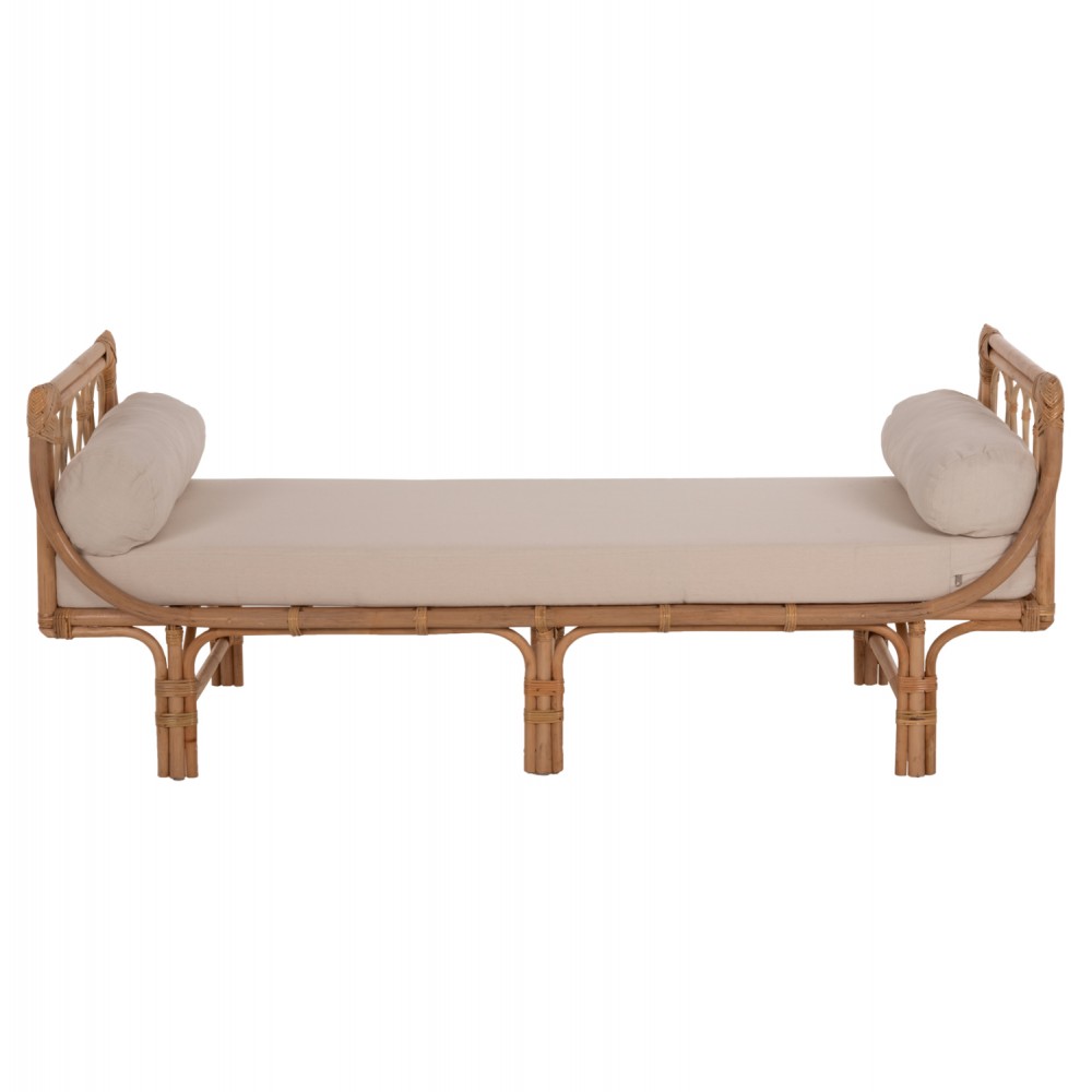 Καναπές εξωτερικού χώρου "CHARMELLA" από ραττάν σε φυσικό χρώμα 187x69x76