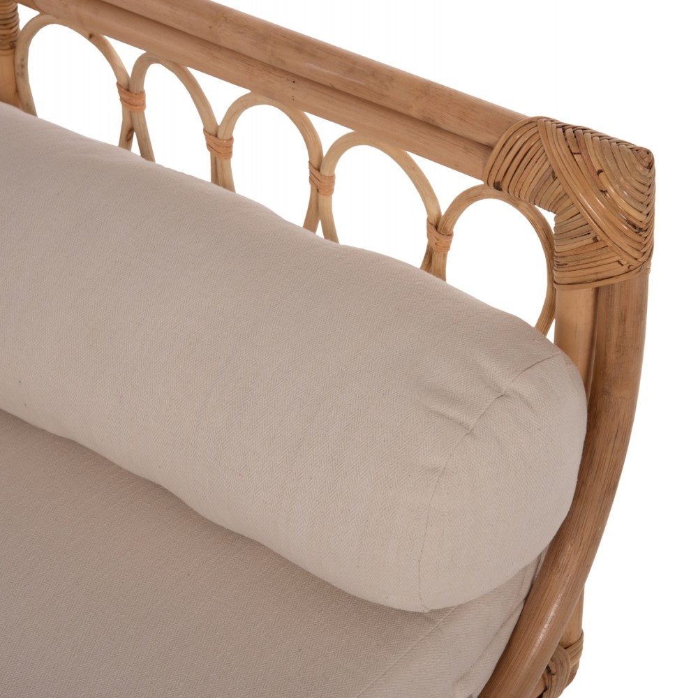 Καναπές εξωτερικού χώρου "CHARMELLA" από ραττάν σε φυσικό χρώμα 187x69x76