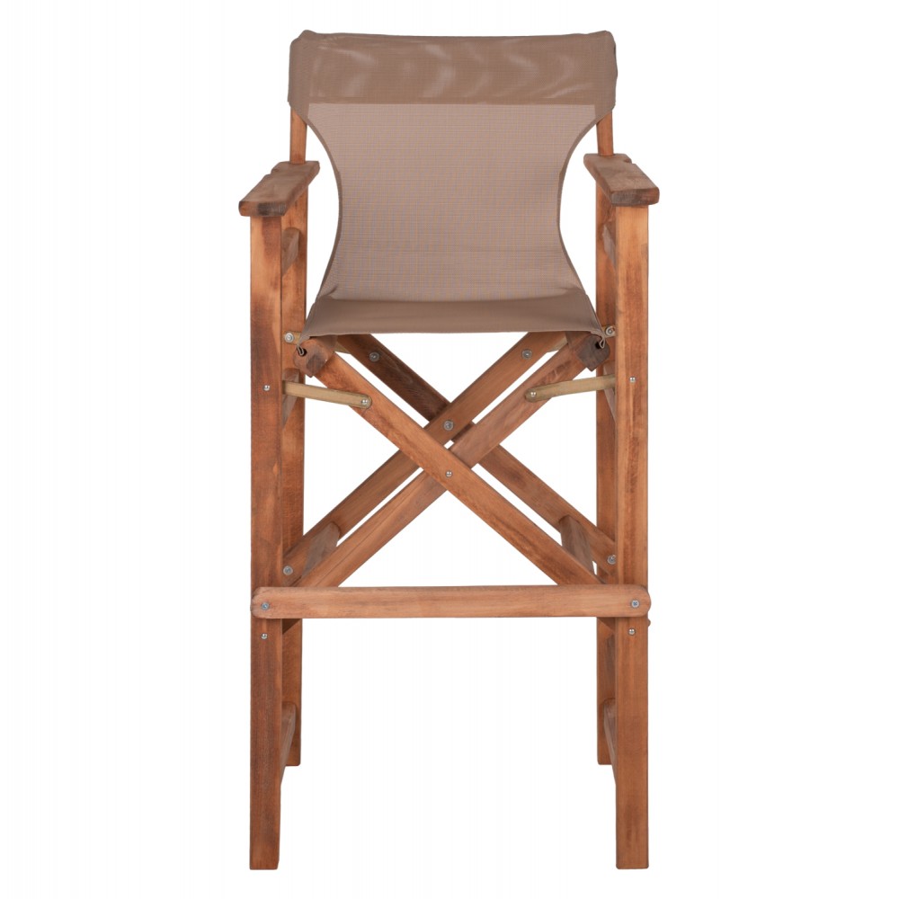 Σκαμπό μπαρ σκηνοθέτη "ΛΗΜΝΟΣ" από ξύλο/ύφασμα σε χρώμα καρυδί/μόκα 58x58x118