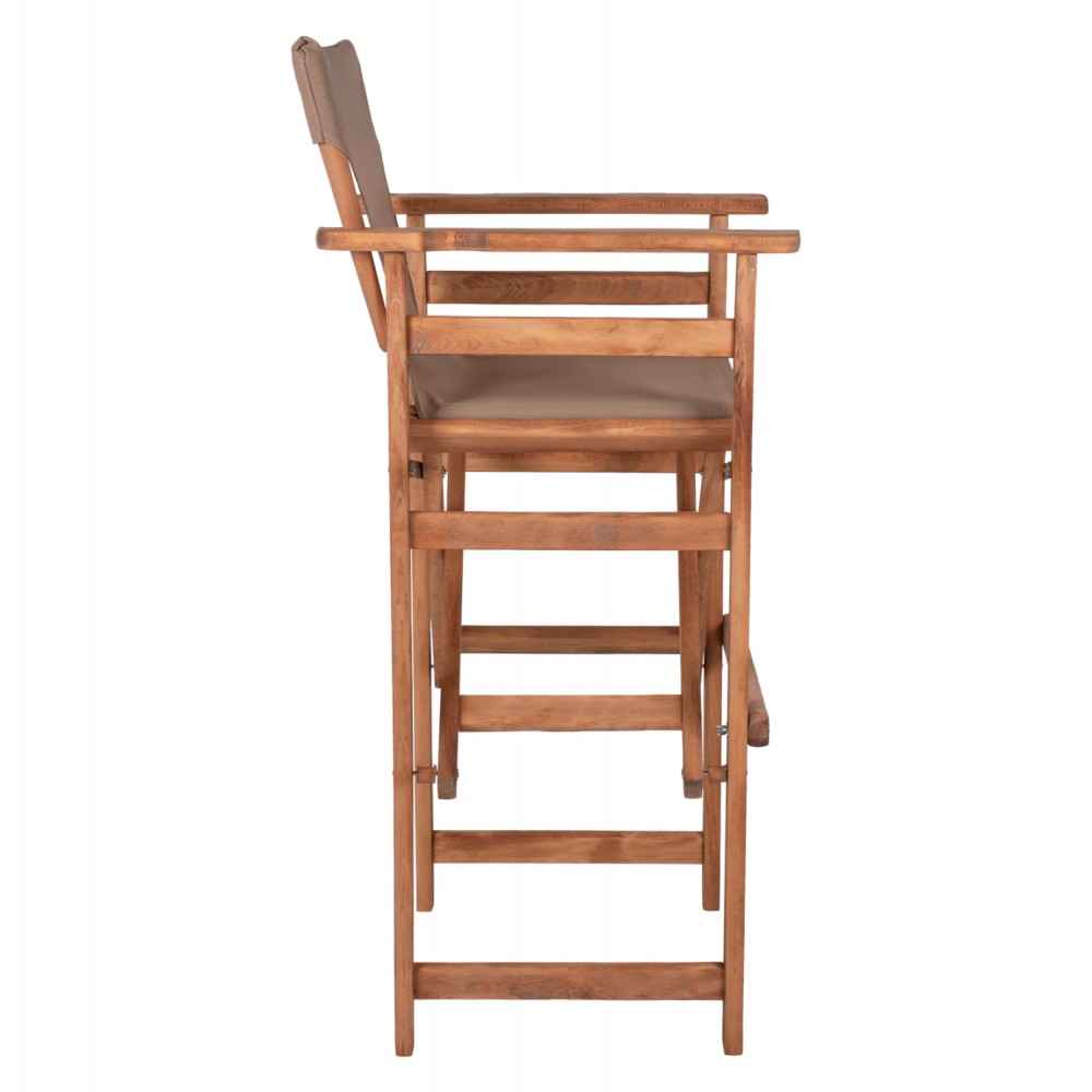 Σκαμπό μπαρ σκηνοθέτη "ΛΗΜΝΟΣ" από ξύλο/ύφασμα σε χρώμα καρυδί/μόκα 58x58x118