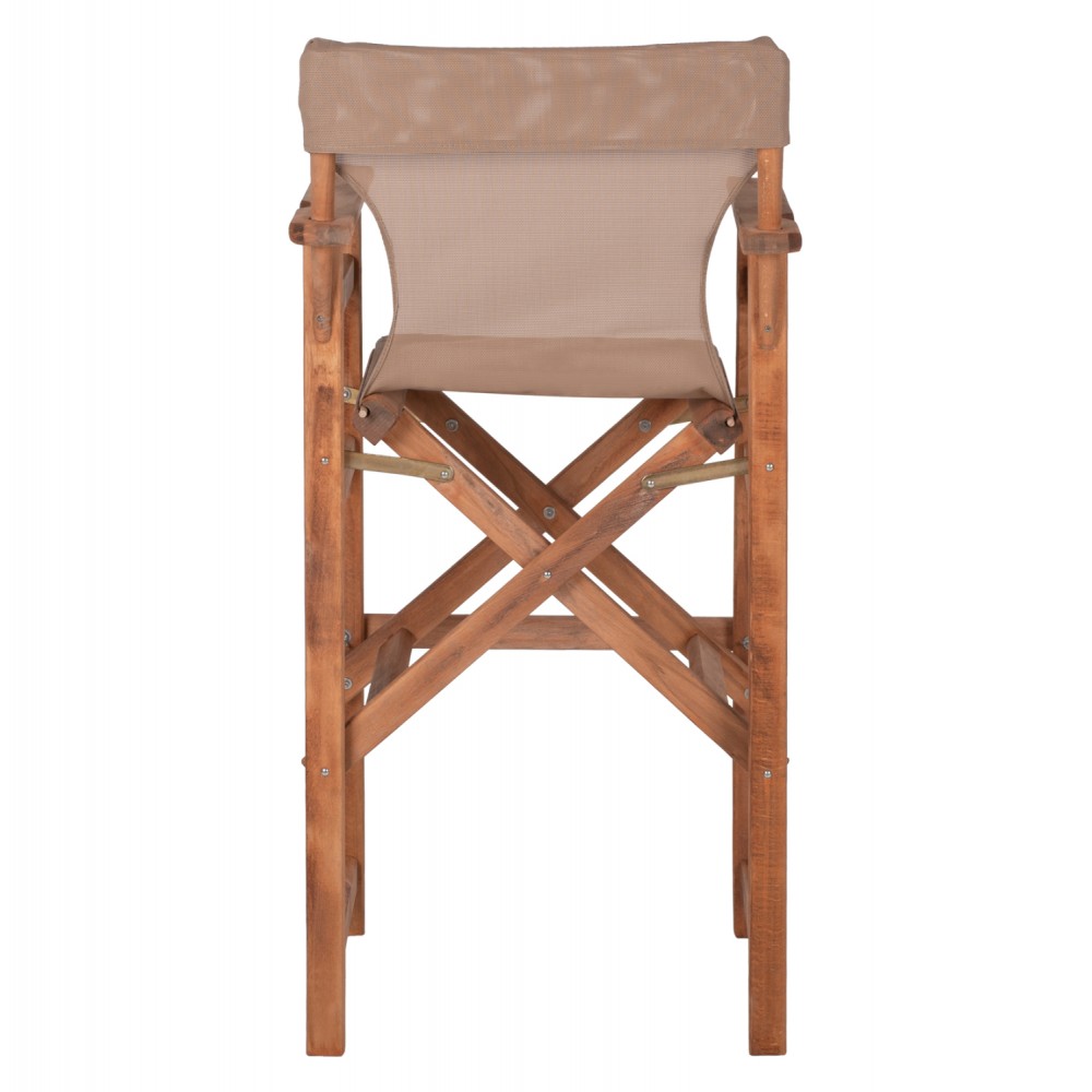 Σκαμπό μπαρ σκηνοθέτη "ΛΗΜΝΟΣ" από ξύλο/ύφασμα σε χρώμα καρυδί/μόκα 58x58x118