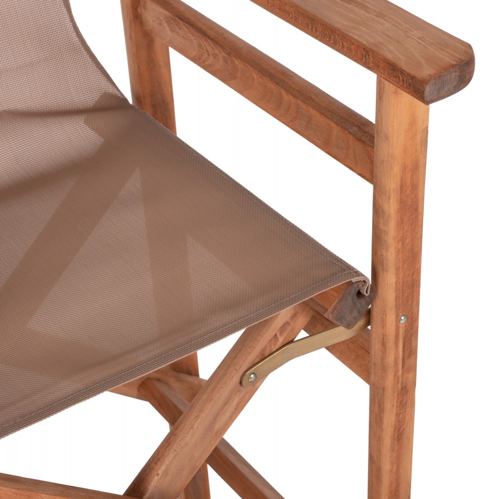 Σκαμπό μπαρ σκηνοθέτη "ΛΗΜΝΟΣ" από ξύλο/ύφασμα σε χρώμα καρυδί/μόκα 58x58x118