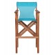 Σκαμπό μπαρ σκηνοθέτη  από ξύλο/ύφασμα σε χρώμα καρυδί/γαλάζιο 58x58x118