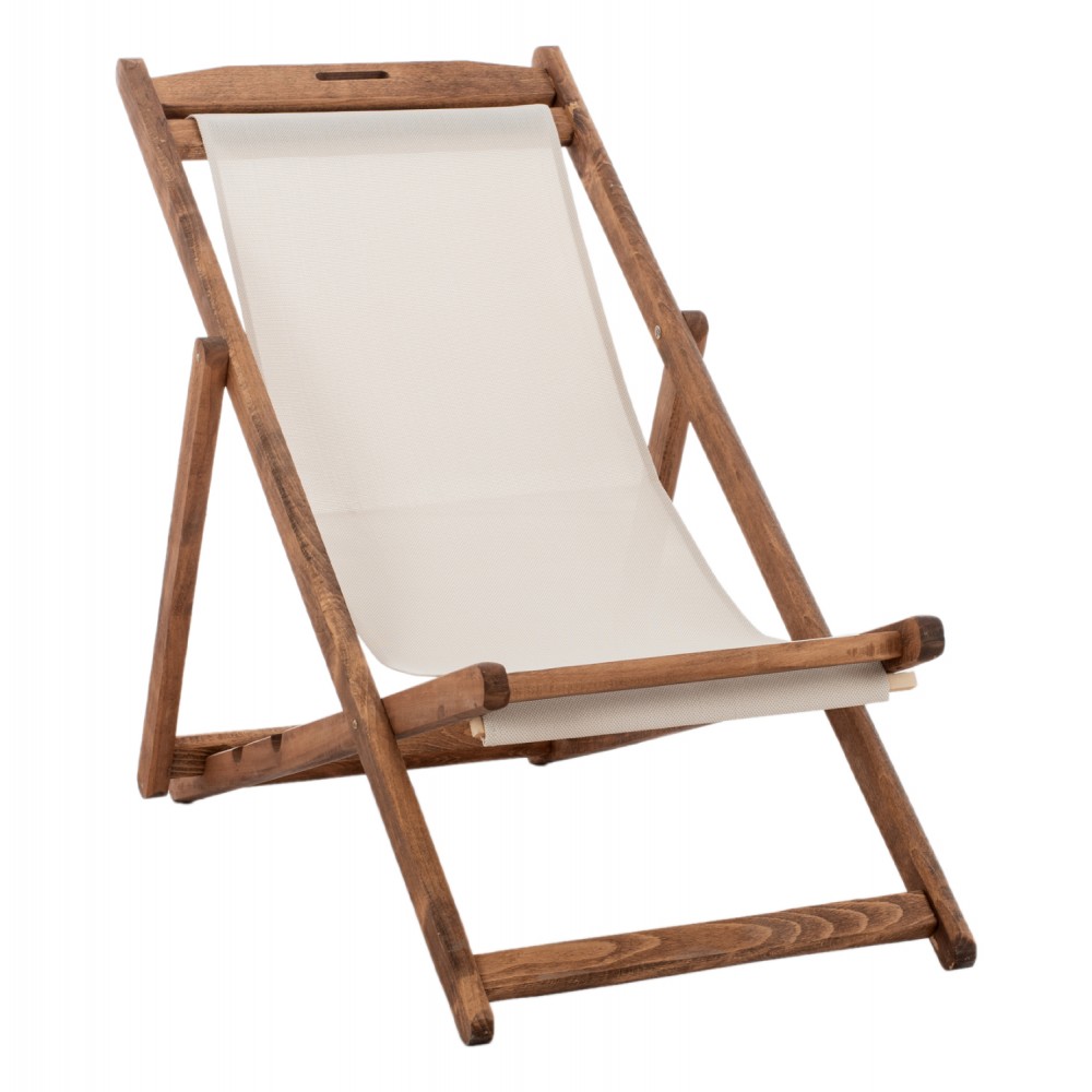 Σεζλόνγκ "ΛΗΜΝΟΣ" από μασίφ ξύλο οξιάς/PVC σε χρώμα καρυδί/εκρού 55,5x97x82-95-105